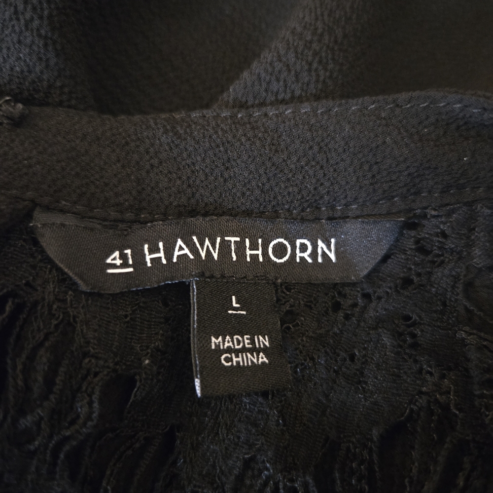 41 Hawthorn Black Lace Cap-Sleeve Blouse - Picture 10 of 12